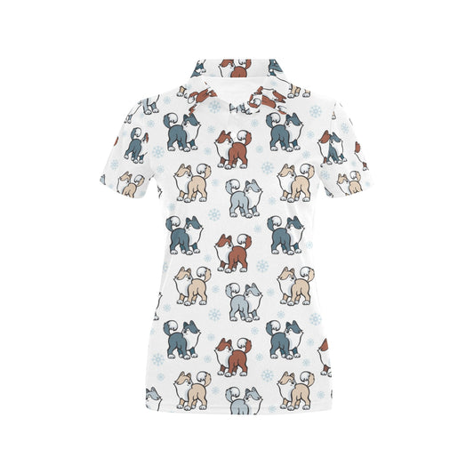 Alaskan Malamute Pattern Print Design 02 Women's Polo Shirt