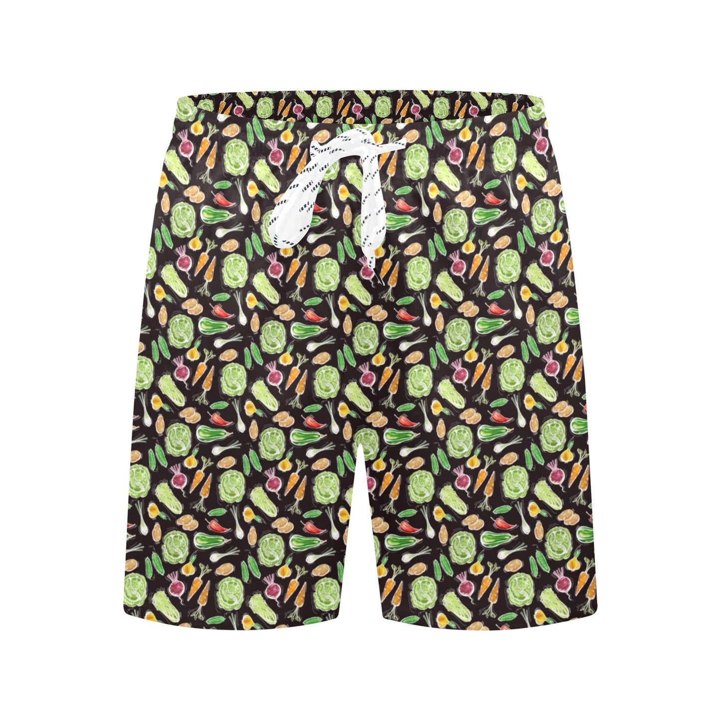 Vegan Draw Themed Design Print Men's Swim Trunks Beach Shorts
