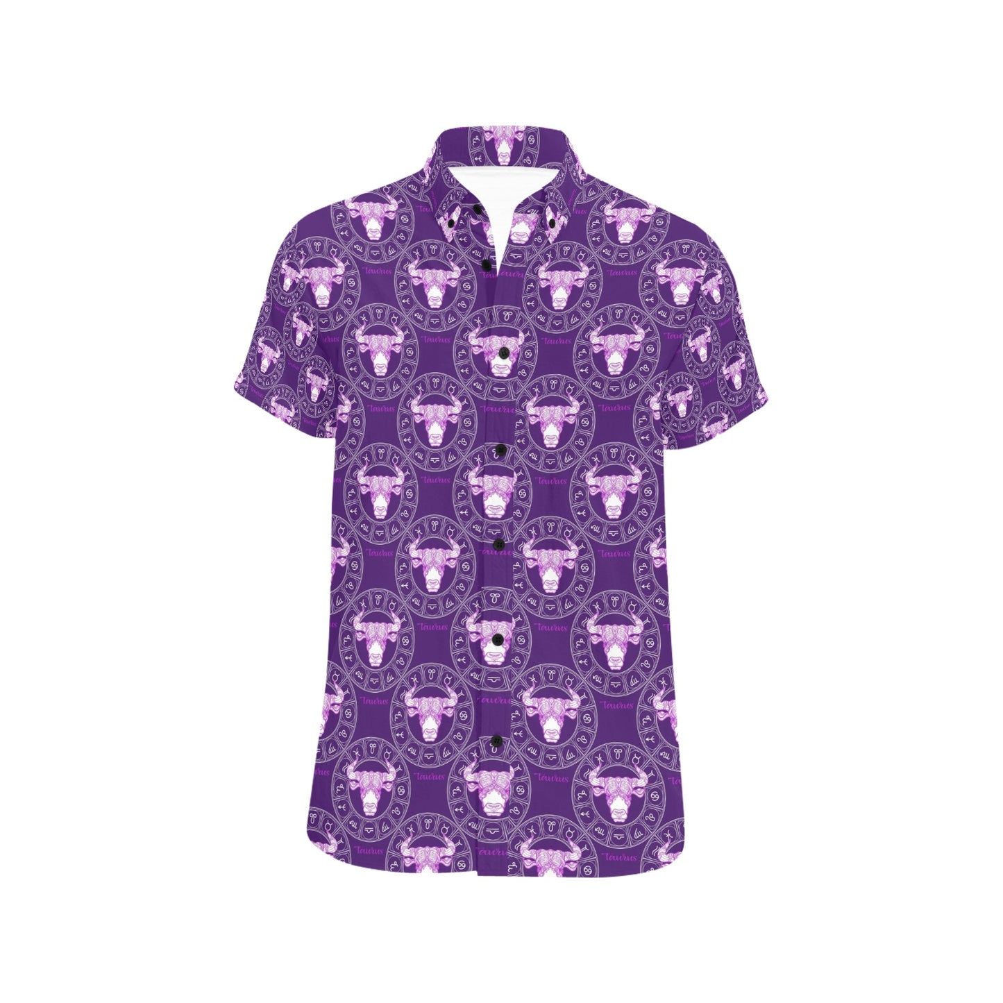 Taurus Print Design LKS303 Men Short Sleeve Button Up Shirt