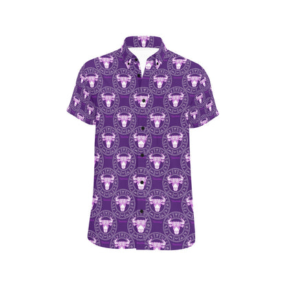 Taurus Print Design LKS303 Men Short Sleeve Button Up Shirt