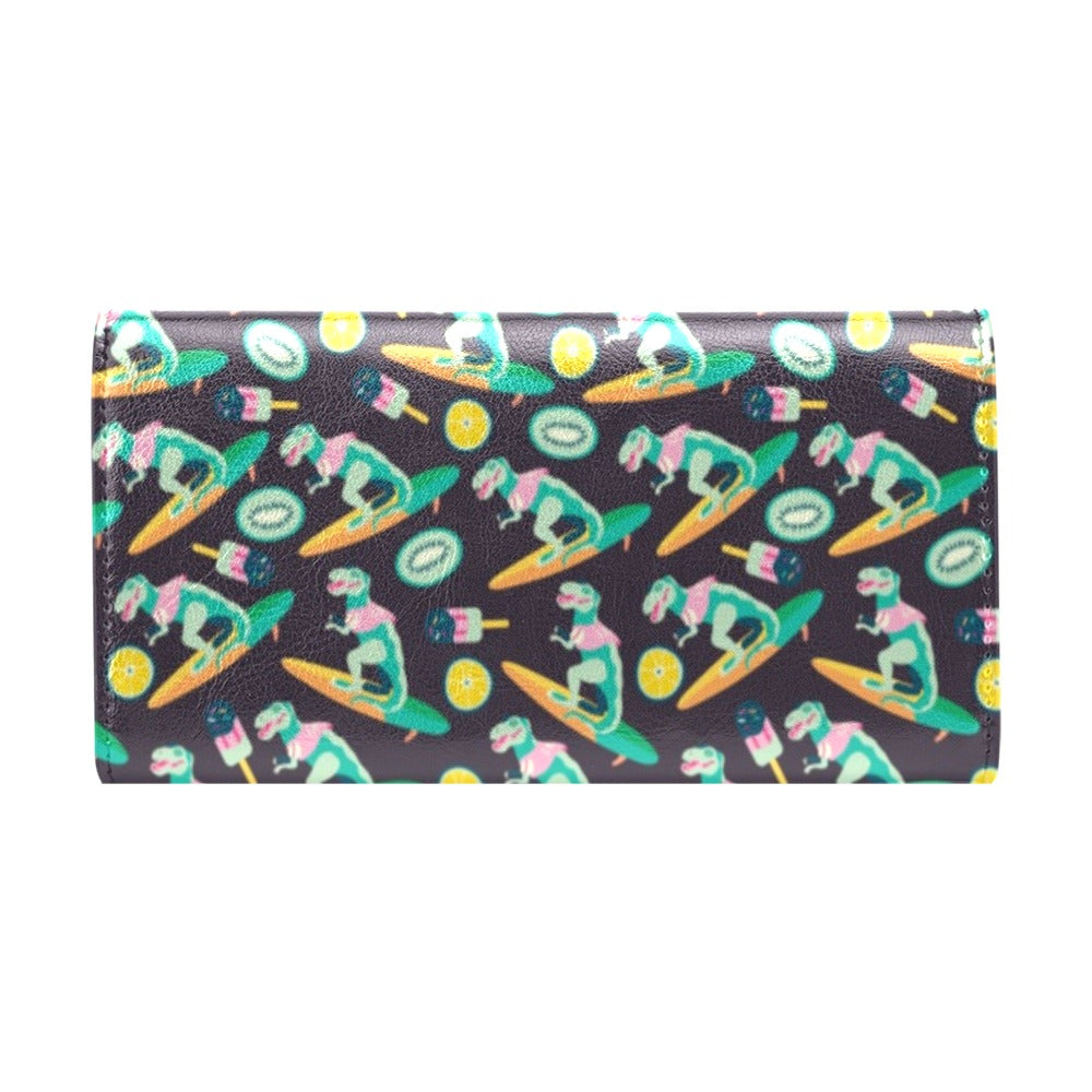 Surfboard T Rex Print Design LKS301 Women's Trifold Wallet