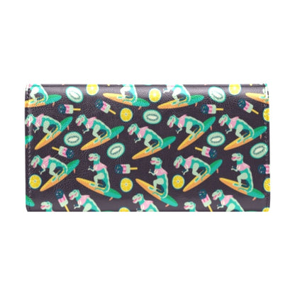 Surfboard T Rex Print Design LKS301 Women's Trifold Wallet
