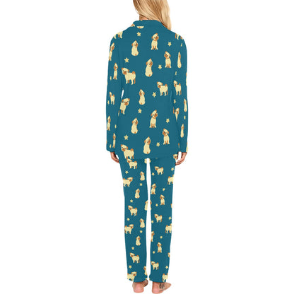 Pug Pattern Print Design A06 Women's Long Pajama Set
