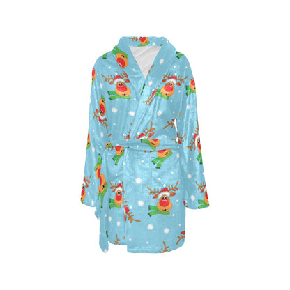 Reindeer cute Pattern Print Design 02 Women's Fleece Robe
