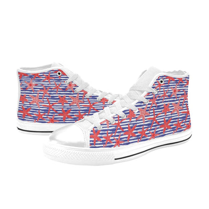 Starfish Print Design LKS401 Men's High Top Canvas Shoes