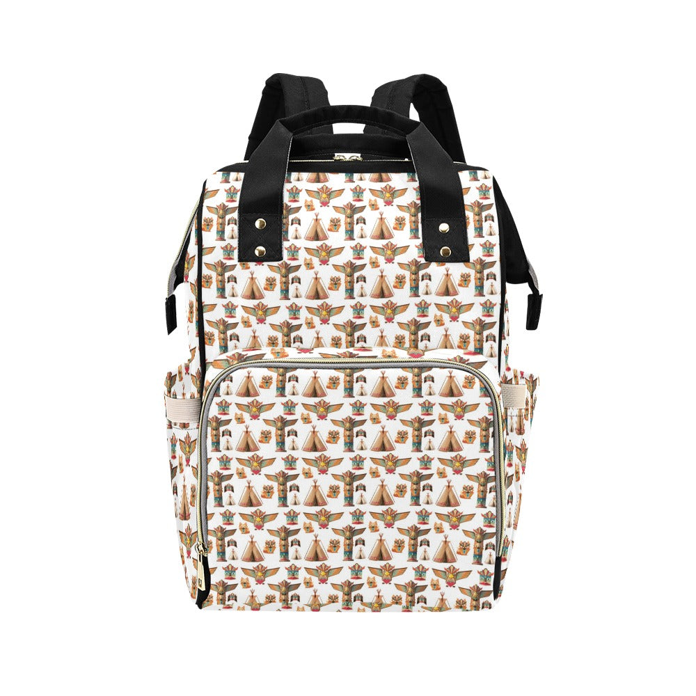 Totem Native Print Design LKS303 Diaper Bag Backpack