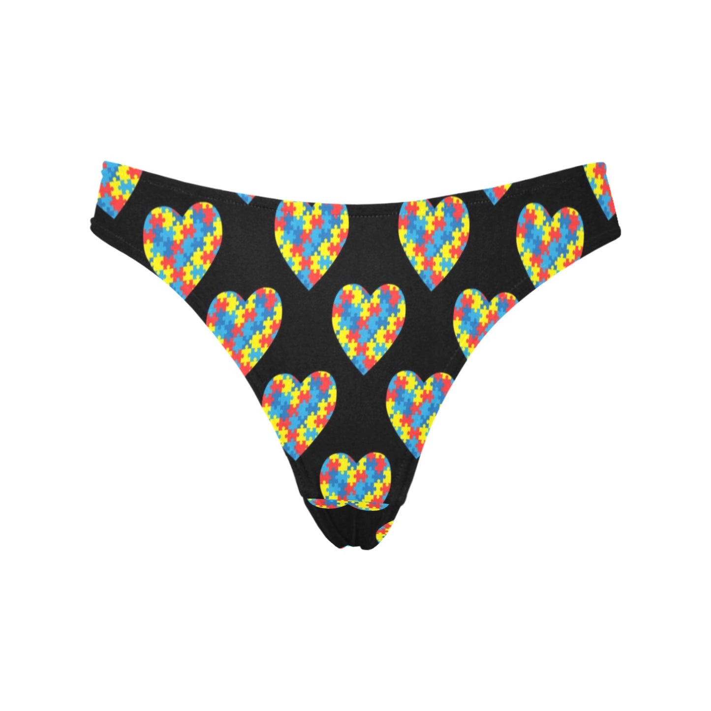 Autism Awareness Heart Design Print Women's Thongs