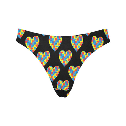 Autism Awareness Heart Design Print Women's Thongs