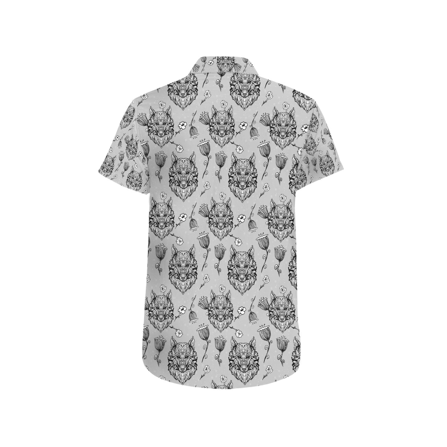Tribal Pattern Print Design LKS306 Men Short Sleeve Button Up Shirt