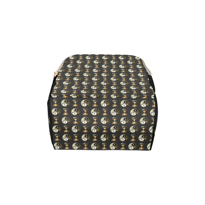 Yin Yang Skull Themed Design Print Diaper Bag Backpack