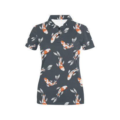KOI Fish Pattern Print Design 04 Women's Polo Shirt