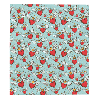 Angel Wings Heart Pattern Print Design 02 Premium Quilt