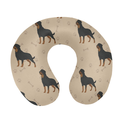 Rottweiler Pattern Print Design A01 U-Shaped Travel Neck Pillow