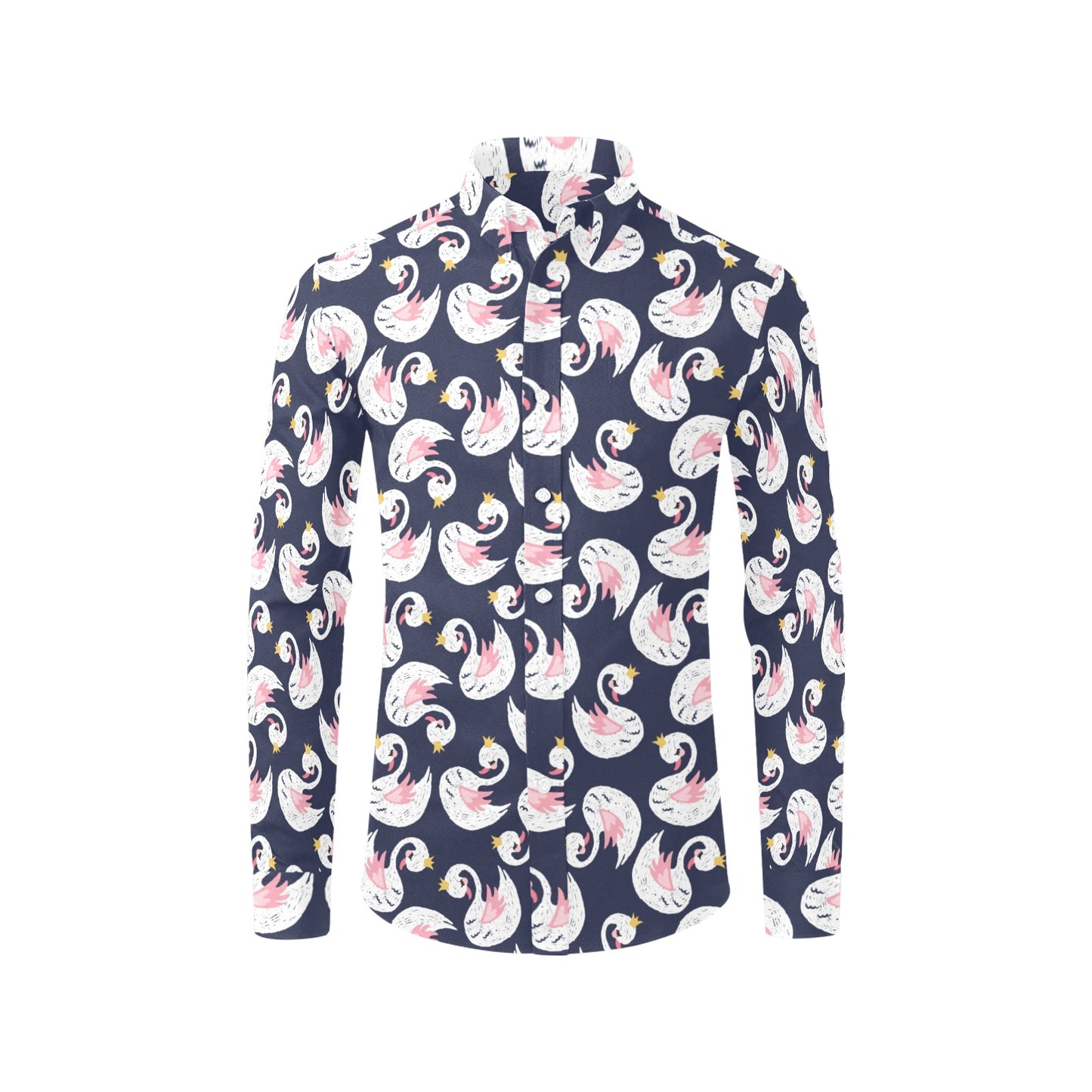 Swan Print Design LKS403 Men's Long Sleeve Dress Shirt