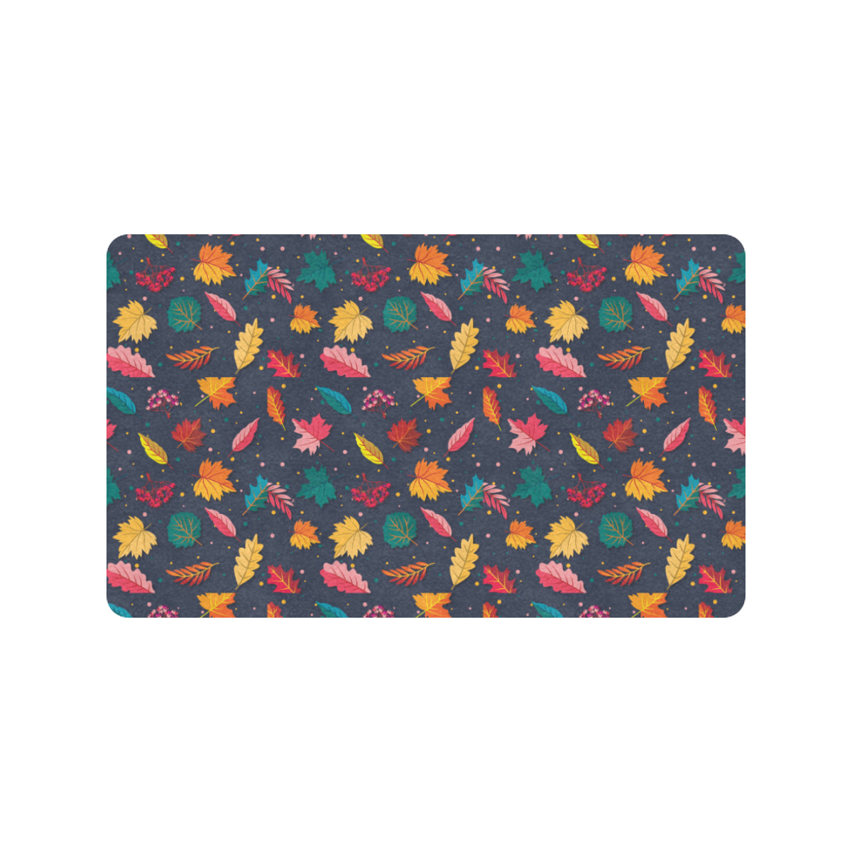 Elm Leave Colorful Print Pattern Rubber Doormat