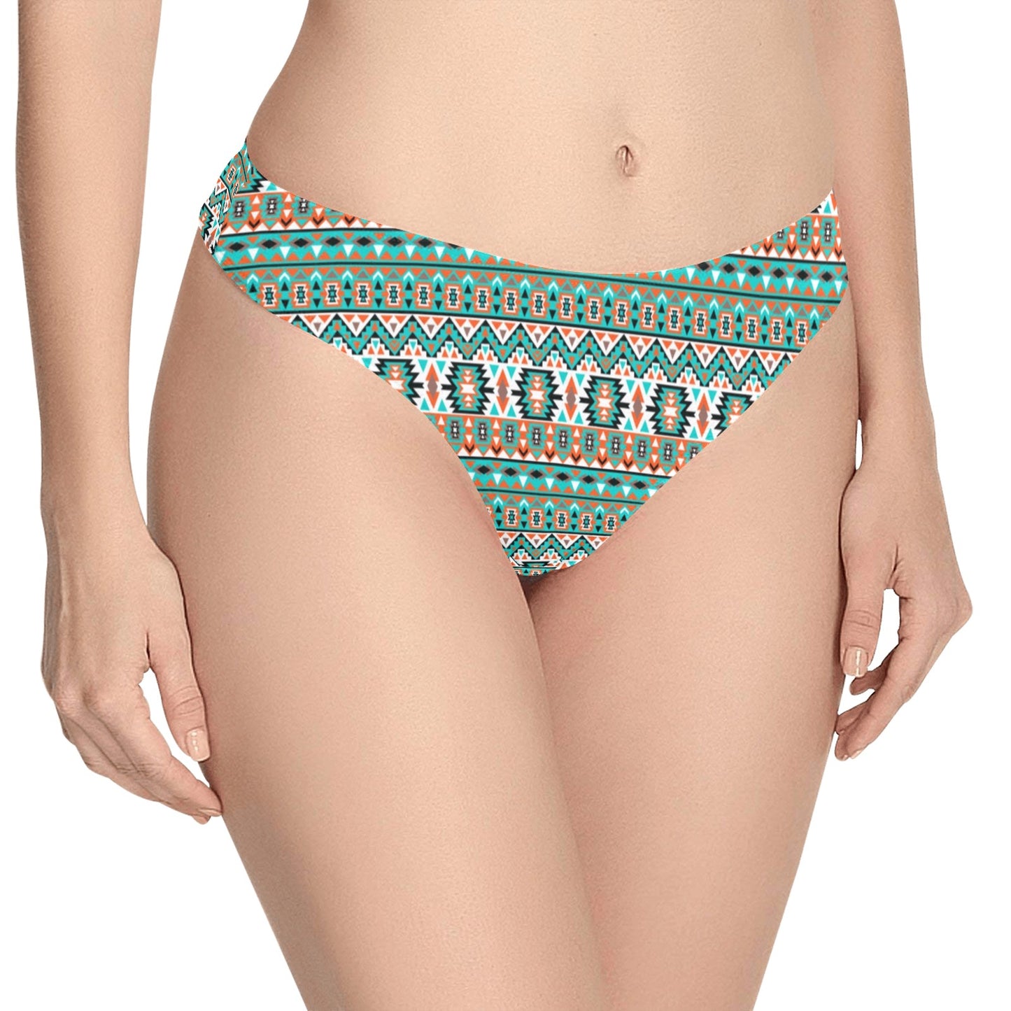 Indian Navajo Ethnic Themed Design Print Women's Thongs