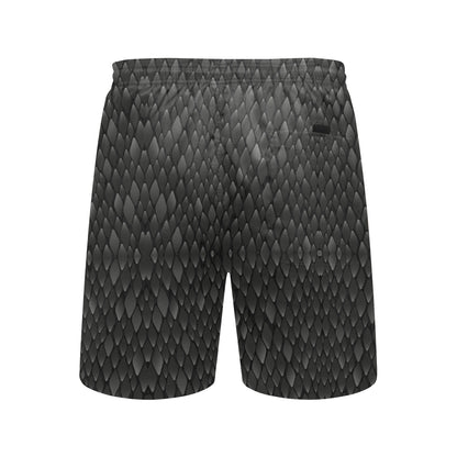 Snake Skin Black Print Men's Swim Trunks Beach Shorts