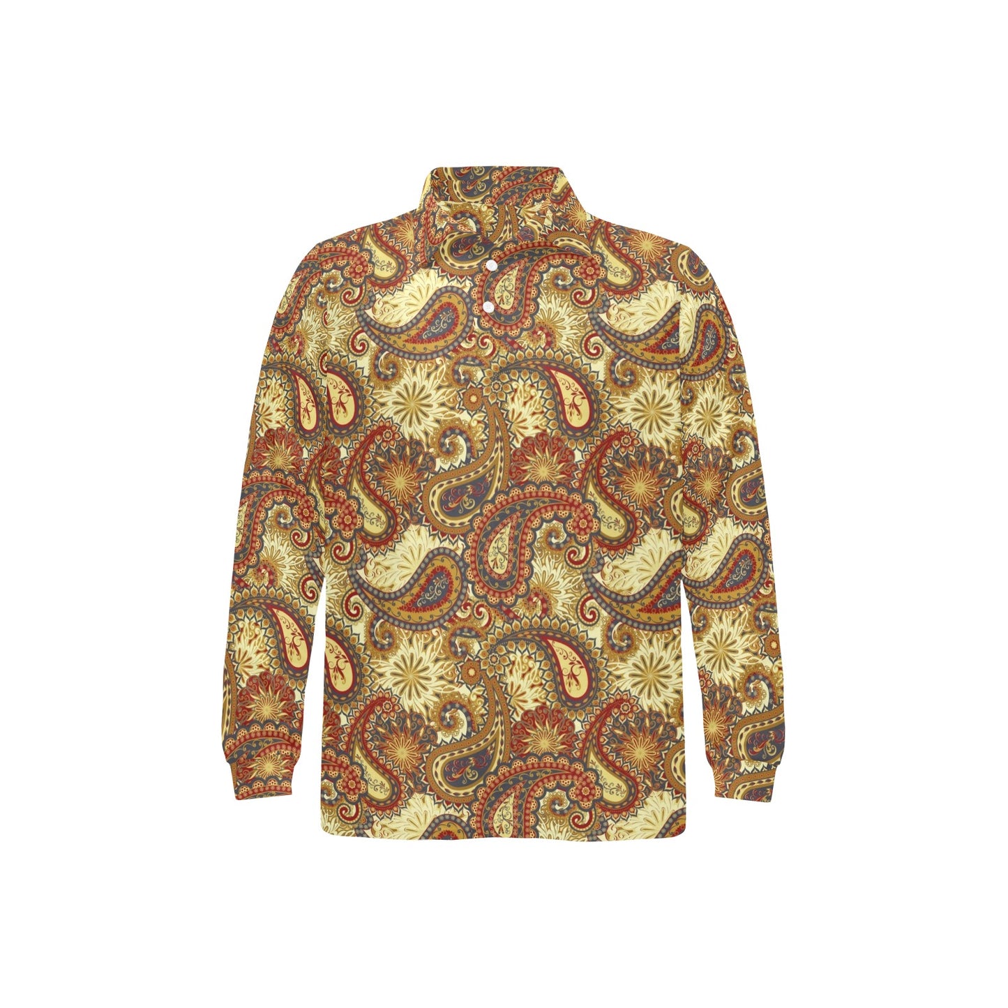 Boho Pattern Print Design 08 Long Sleeve Polo Shirt For Men's