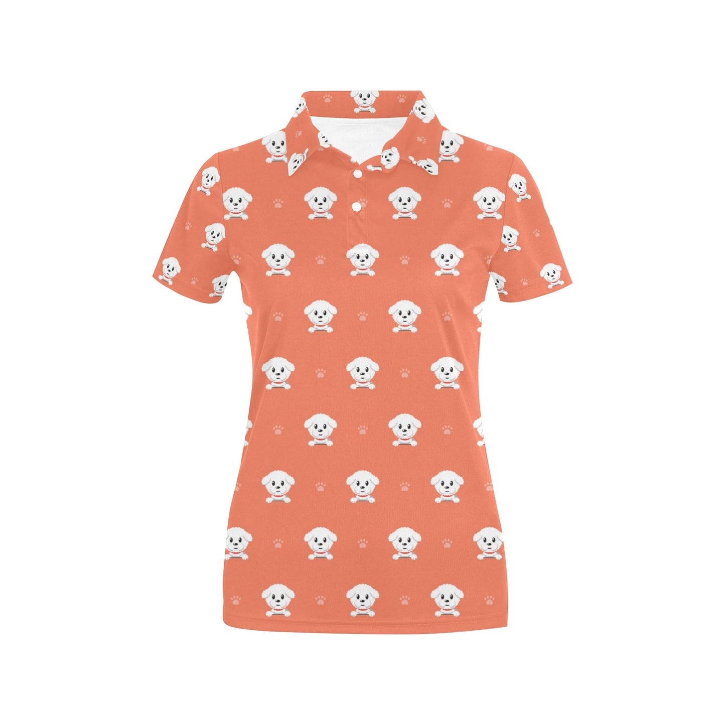 Bichons Frise Pattern Print Design 02 Women's Polo Shirt