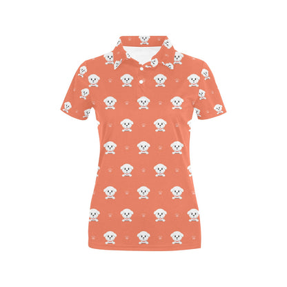Bichons Frise Pattern Print Design 02 Women's Polo Shirt