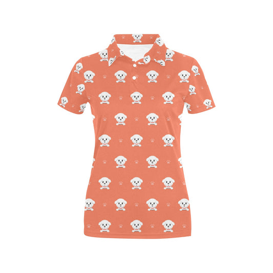Bichons Frise Pattern Print Design 02 Women's Polo Shirt
