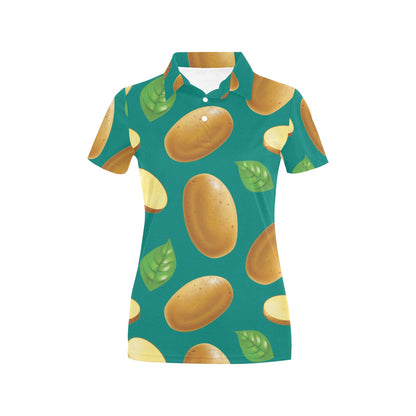 Potato Pattern Print Design A04 Women's Polo Shirt