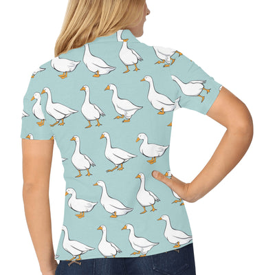 Goose Pattern Print Design 02 Women's Polo Shirt