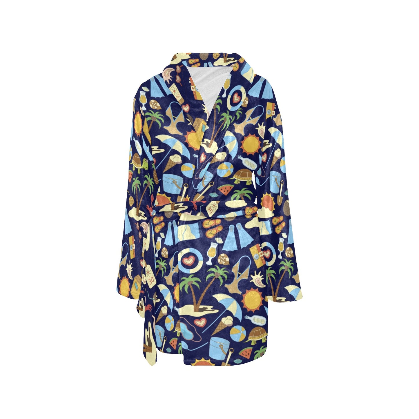 Beach Themed Pattern Print Design 04 Women's Fleece Robe