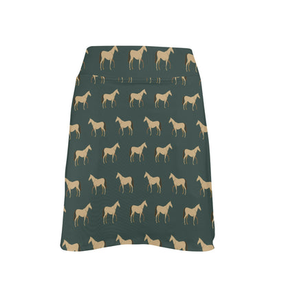 Horse Classic Themed Pattern Print 17" Golf & Pickleball Skort with Pockets