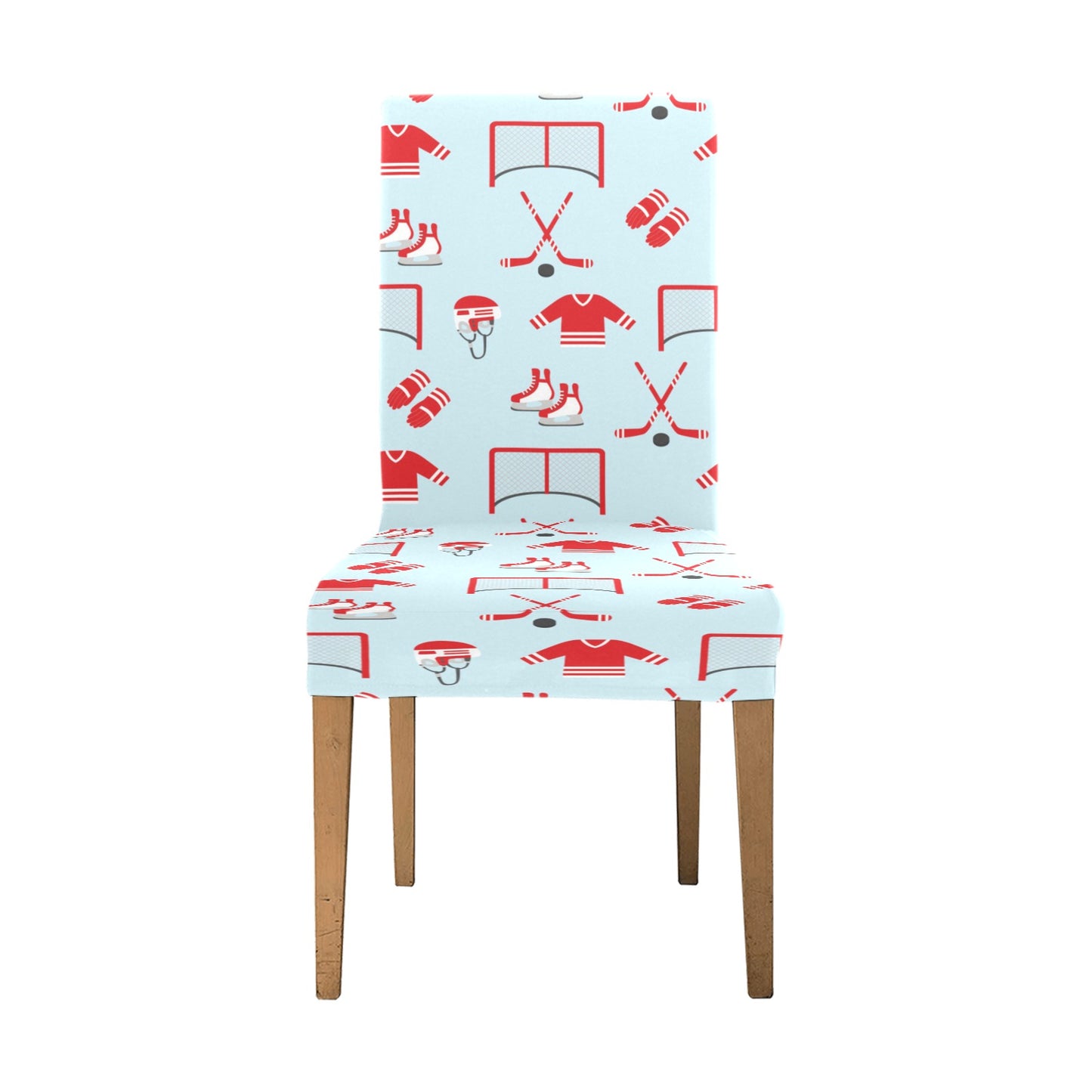 Hockey Red Equipment Print Design LKS305 Dining Chair Slipcover