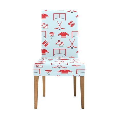 Hockey Red Equipment Print Design LKS305 Dining Chair Slipcover