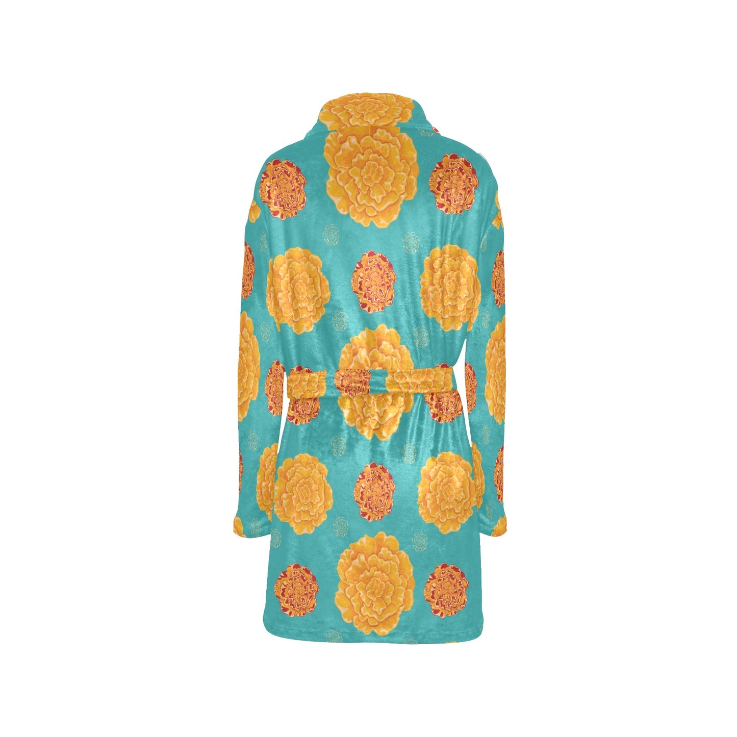 Marigold Pattern Print Design 02 Women's Fleece Robe