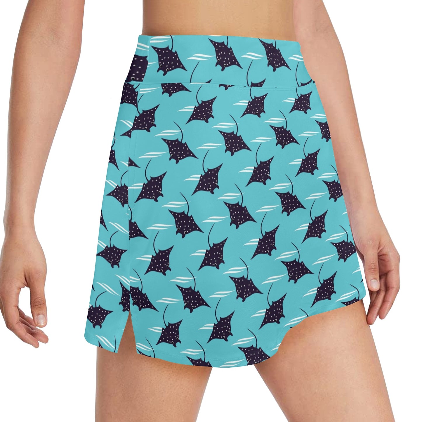 Manta Ray Print Design LKS403 17" Golf & Pickleball Skort with Pockets