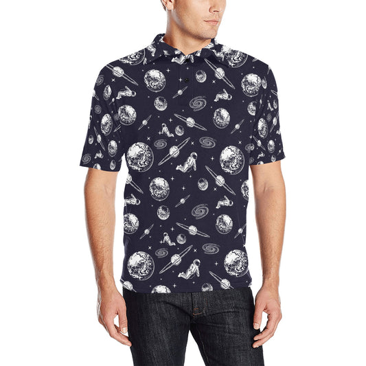 Space Astronaut Print Design LKS302 Men Polo Shirt