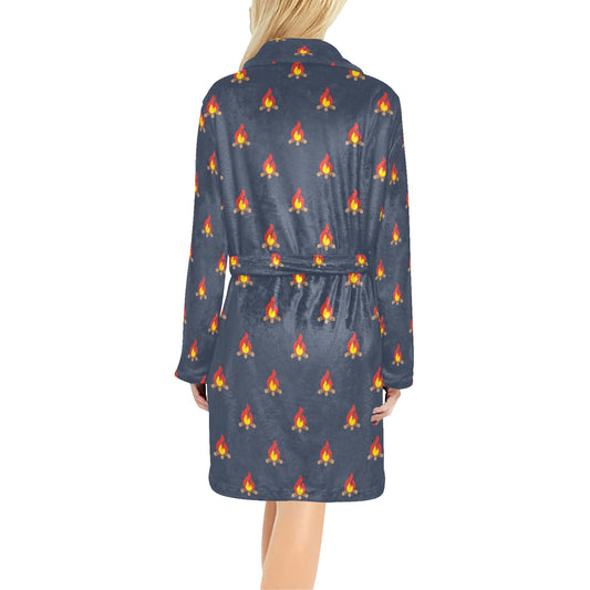 Campfire Pattern Print Design 02 Women's Fleece Robe