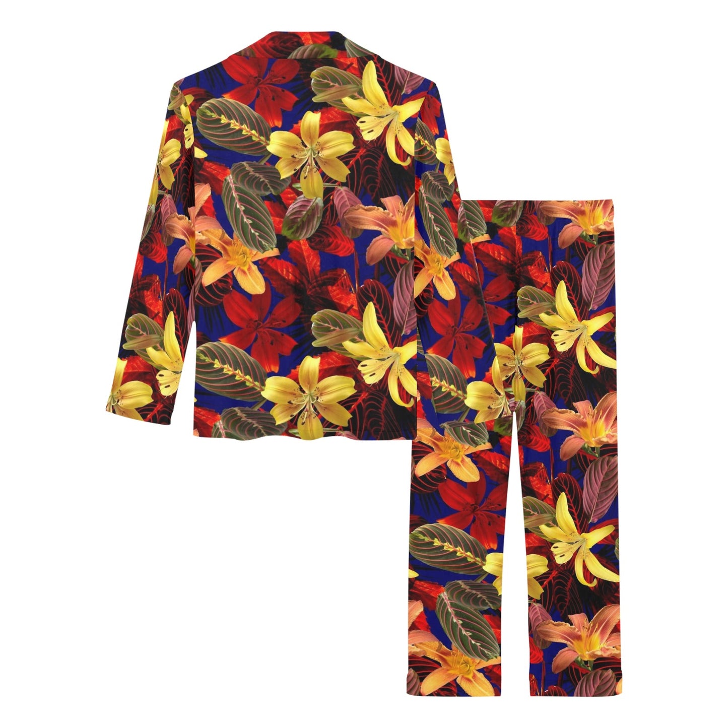 Lily Pattern Print Design LY014 Women's Long Pajama Set