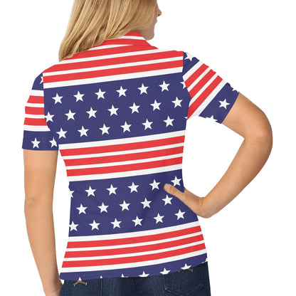 Patriotic Pattern Print Design A04 Women's Polo Shirt
