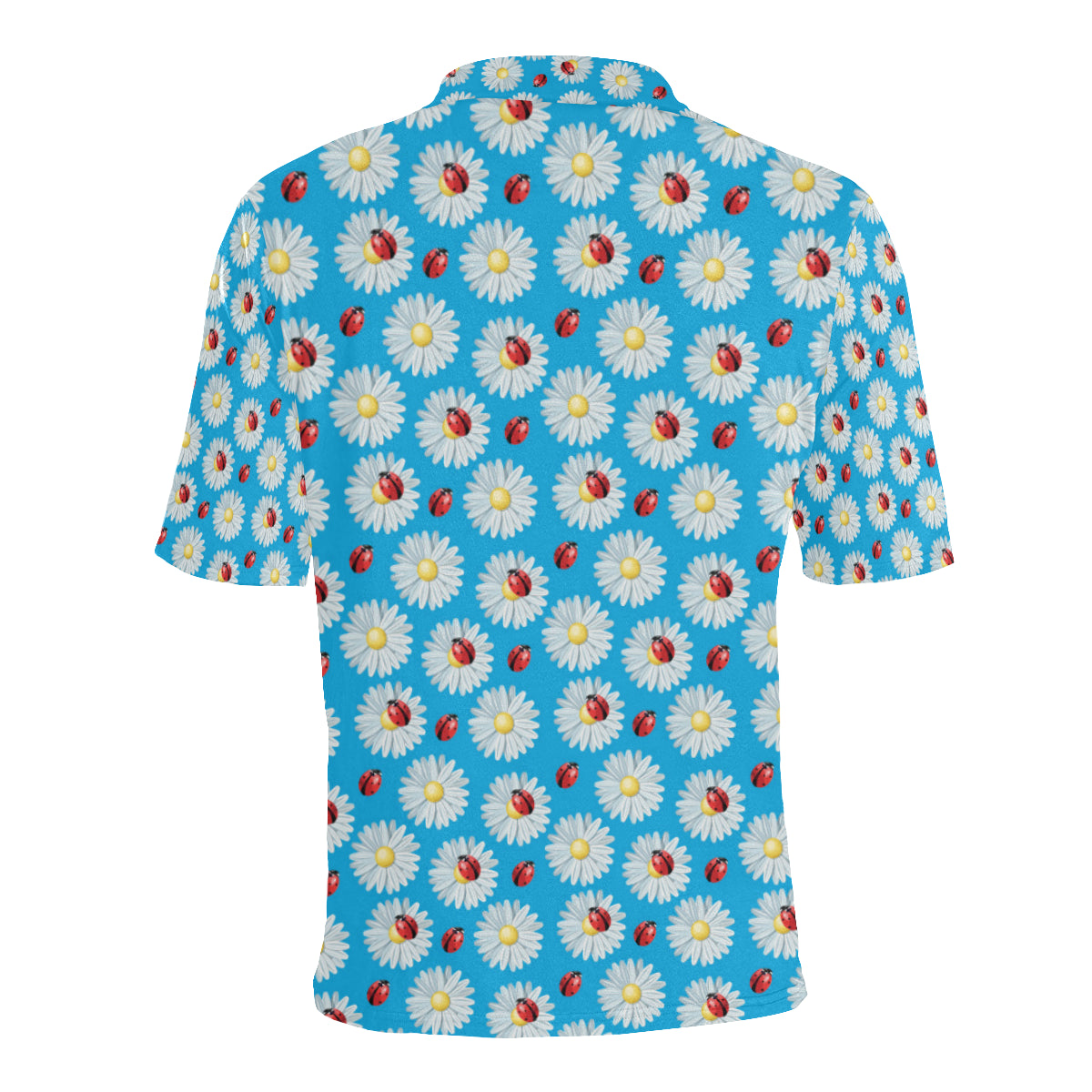 Ladybug with Daisy Themed Print Pattern Men Polo Shirt