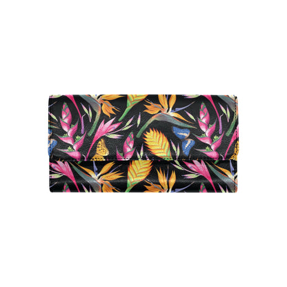 Tropical Flower Pattern Print Design TF016 Women's Trifold Wallet