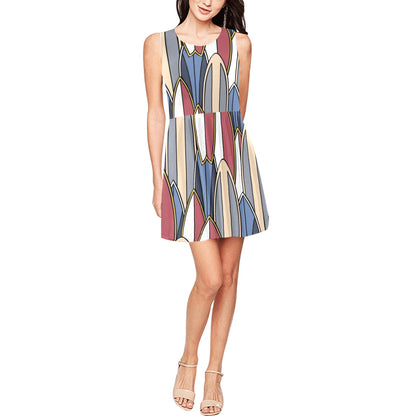Surf board Pattern Sleeveless Dress