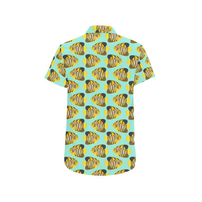 Angelfish Print Design LKS402 Men Short Sleeve Button Up Shirt