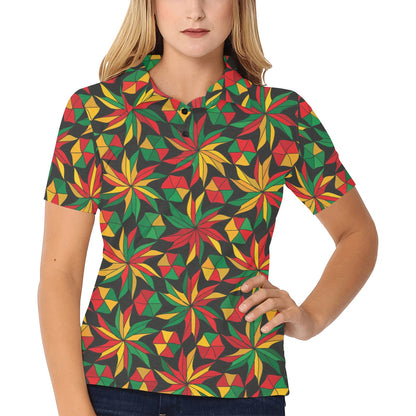 Rastafarian Pattern Print Design A03 Women's Polo Shirt