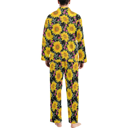 Sunflower Pattern Print Design SF014 Men's Long Pajama Set