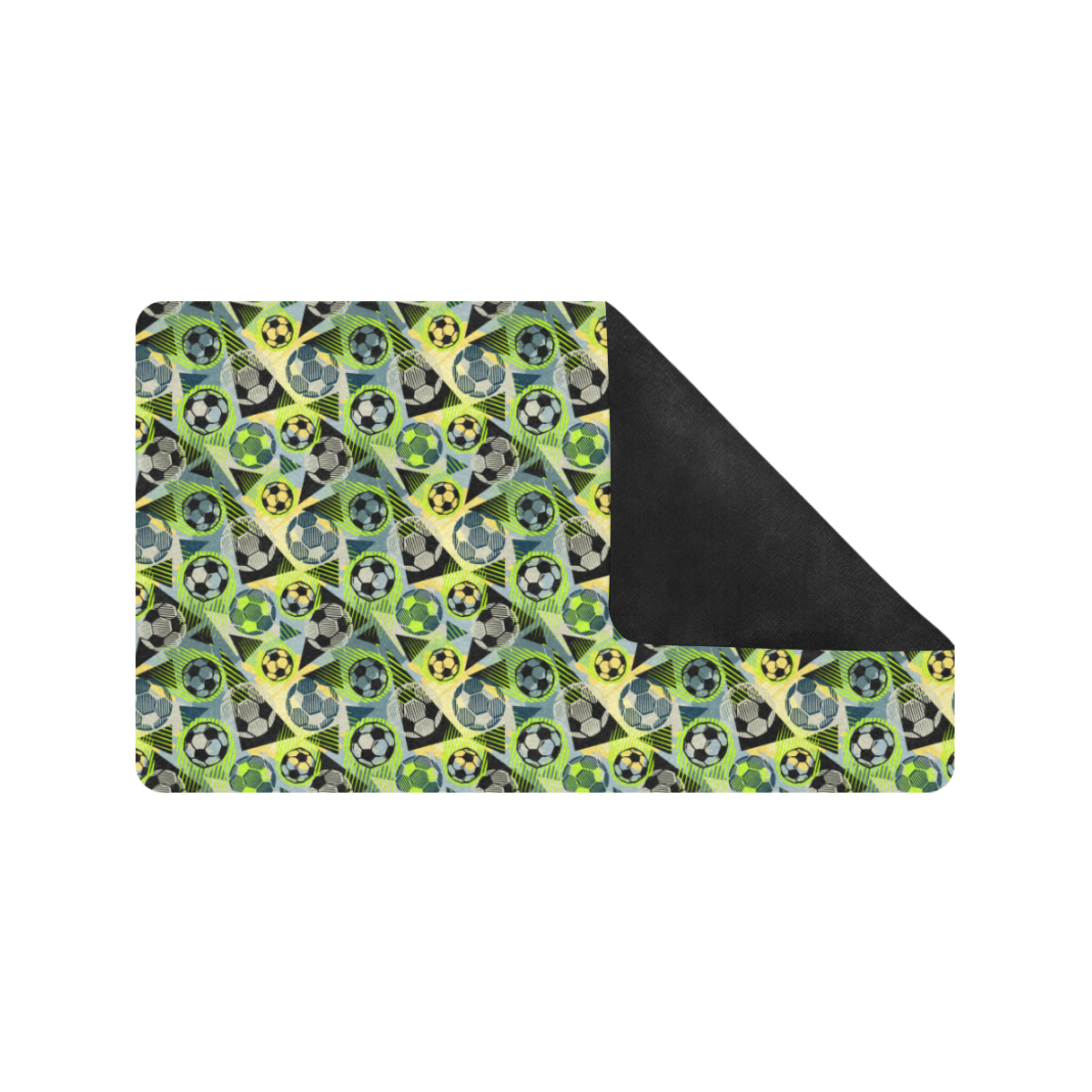 Soccer Ball Themed Print Pattern Rubber Doormat