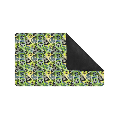 Soccer Ball Themed Print Pattern Rubber Doormat
