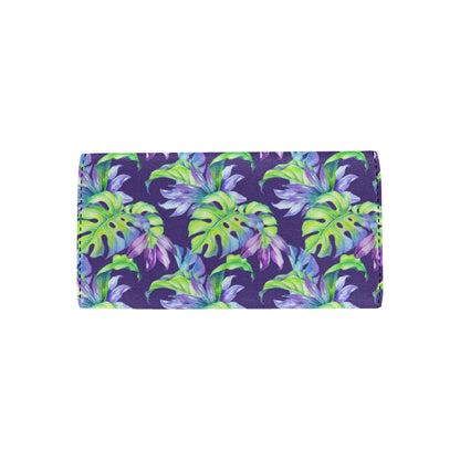Tropical Flower Pattern Print Design TF019 Women's Trifold Wallet