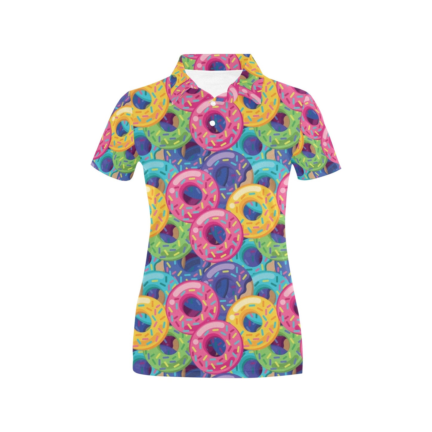 Donut Pattern Print Design DN010 Women's Polo Shirt