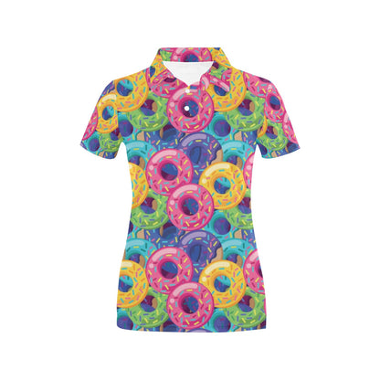 Donut Pattern Print Design DN010 Women's Polo Shirt