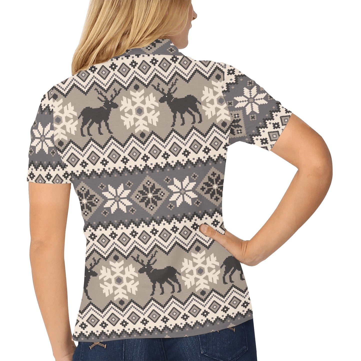 Nordic Pattern Print Design A01 Women's Polo Shirt