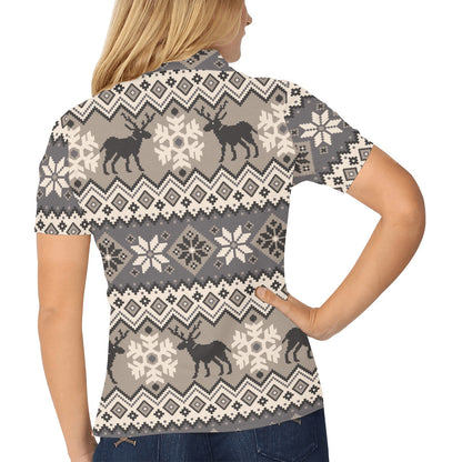 Nordic Pattern Print Design A01 Women's Polo Shirt